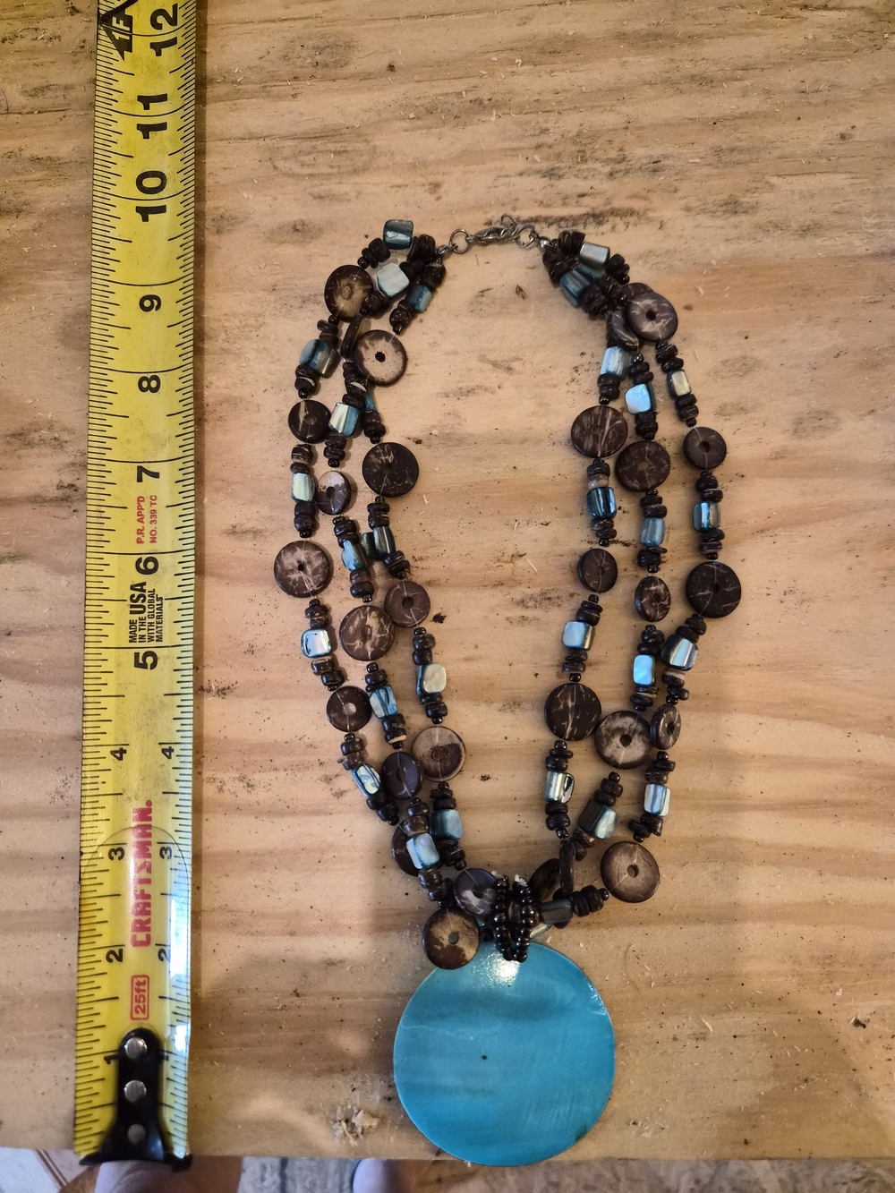 Handcrafted Turquoise Pendant Multi-Strand Necklace